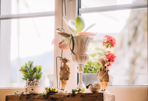 Sommerdekoration im Restaurant.